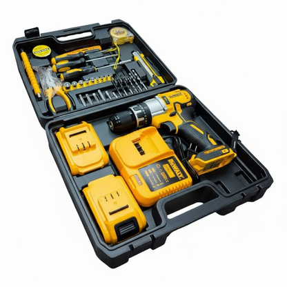 DrillMaster Pro™ - Kit Profesional de Taladro Inalámbrico 48V + 2 Baterías 5Ah + 30 Accesorios