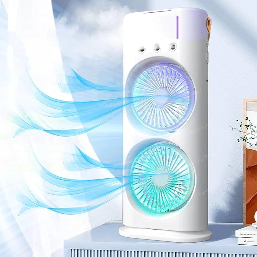 Ventilador Portátil DuoBreeze™ con Humidificador y Luces LED