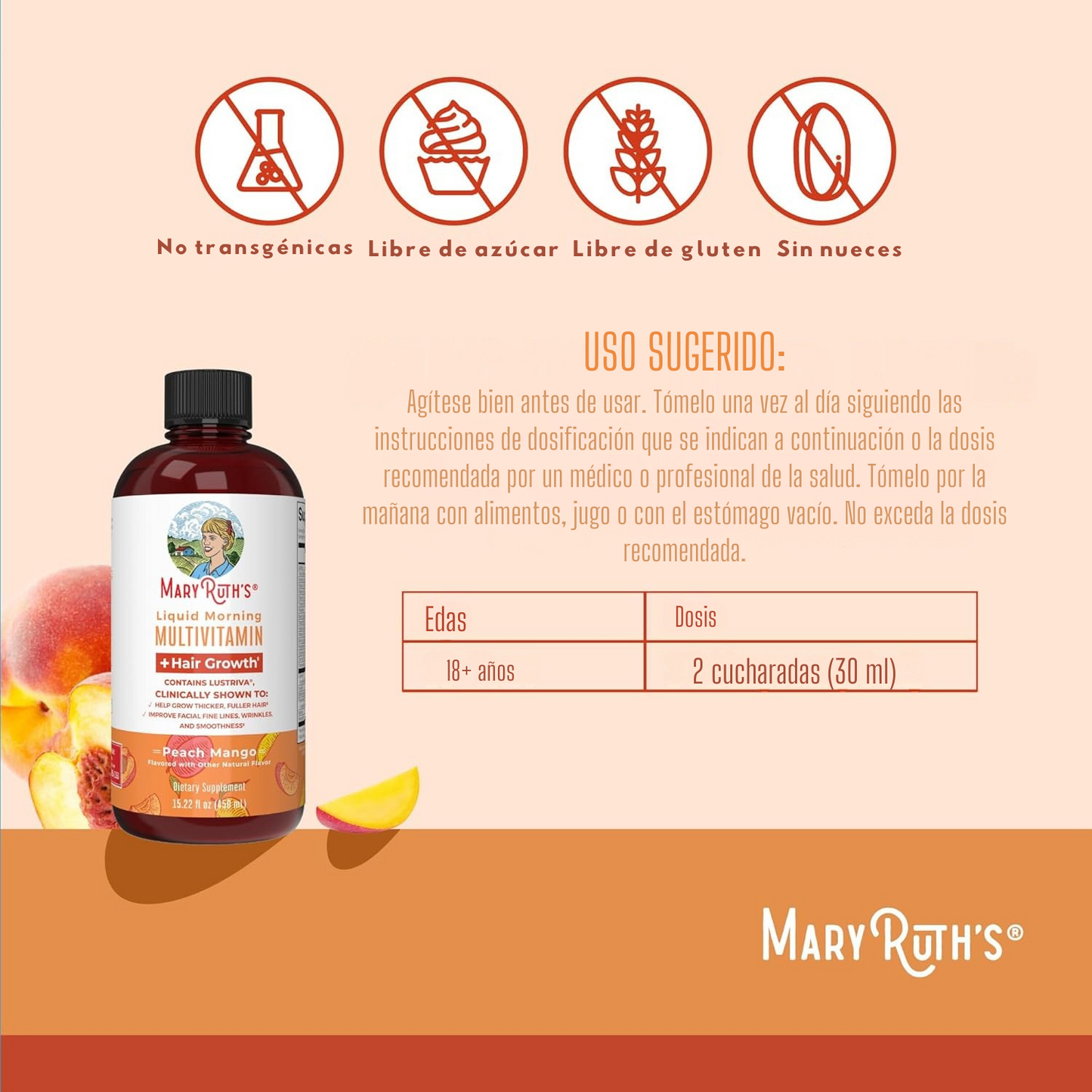 Multivitamínico líquido matutino para Crecimiento del Cabello MaryRuth™