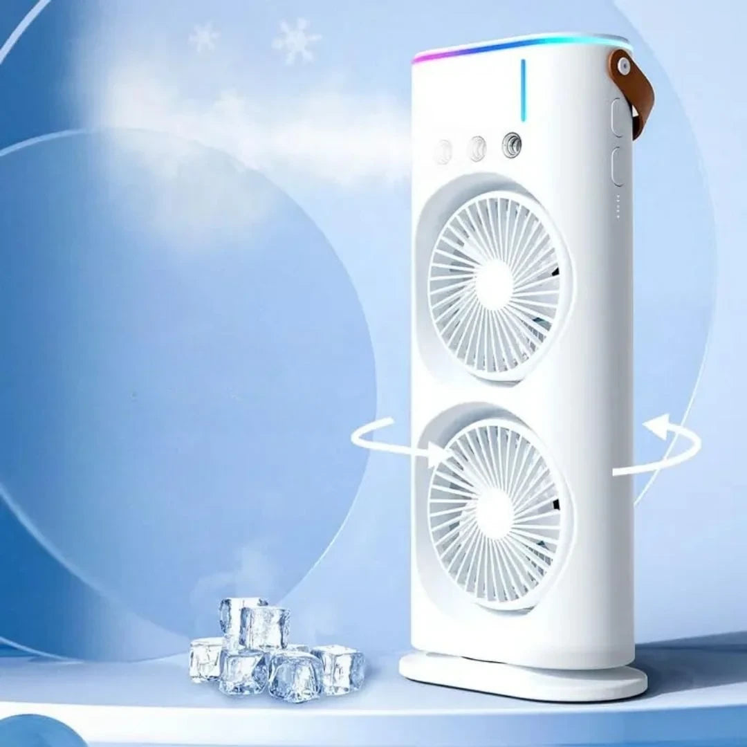 Ventilador Portátil DuoBreeze™ con Humidificador y Luces LED